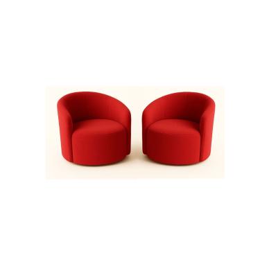 Imagem de Kit 02 Poltronas Curva Orgânica Nature Gaia Suede Vermelho - Montanaris Decor