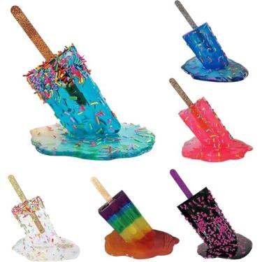 Imagem de Sorvete Resina Ornamento Pirulito Derretimento Picolé Gelo Lolly Verão Legal Ice Lolly Decoração De Casa Resina Ice Lolly, Multi-colored