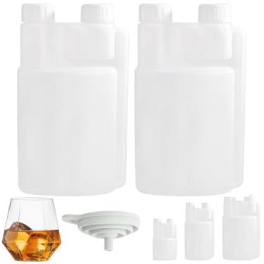 Imagem de GOWARM Pacote com 2 frascos de shot padrão - Frasco de plástico HDPE para bebidas alcoólicas, dispensador portátil com funil grátis (1000 ml e 30 ml))