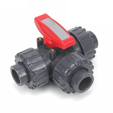 Imagem de Valves, I.D20~50mm PVC T/L Type 3 Way Ball Valve Multiple Control Valve Fittings Garden Irrigation Connectors(T Style,DN40(50mm))