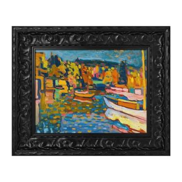 Imagem de FOLKOR Moldura de lona francesa antiga para pinturas a óleo 61 x 81 cm, impressões de arte de diamante, 6,6 cm de largura, moldura de parede de madeira para galeria de café, livraria, sala de jantar