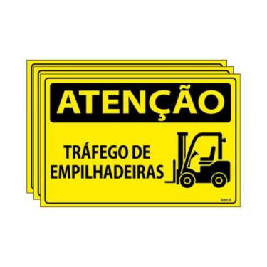 Imagem de Combo 3 Placas De Sinalização Atenção Tráfego De Empilhadeiras 30x20 E