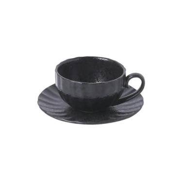 Imagem de Xícara de café japonesa de cor sólida simples retrô criativa requintada resistente a altas temperaturas - Yao preta