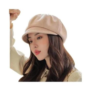 Imagem de Boina Octógono Feminina - Estilo Coreano Retrô - Cores Sólidas - Outon