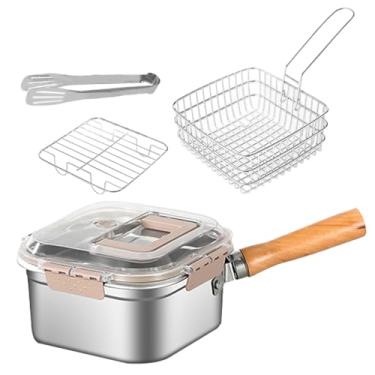 Imagem de Cesta de fritadeira - Frigideira para acampamento, conjunto de fritadeira à prova de derramamento para comercial, casa, acampamento, praia, viagens, caminhadas, sala de jantar