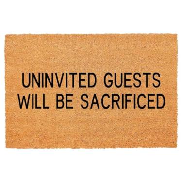 Imagem de Engraçado Entrada Externa com Resistente Frente Varanda Pátio Bem-vindo Natural Coir Tapete Novidade Presente Aquecedor Casa Tapete 60 x 40 cm (convidados indesejados serão sacrificados)