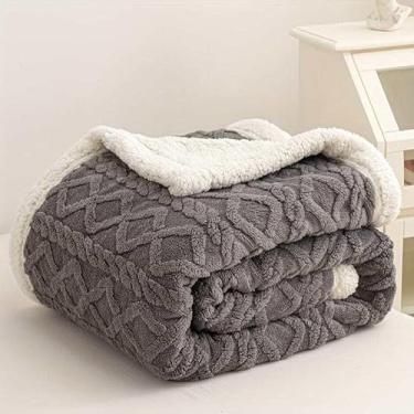 Imagem de Cobertor Casal Sherpa 2,10x1,90m Estilo Lã de Carneiro com Plush e Microfibra(Cinza escuro)