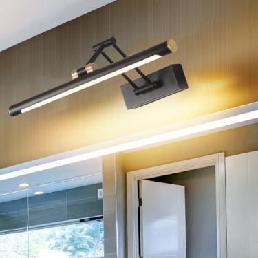 Imagem de GZZBMY Luz de parede LED espelho de banheiro 180° lâmpadas de parede giratórias ajustáveis luzes de moldura de imagem arandelas de parede internas de metal moderno para barbear maquiagem sala de estar