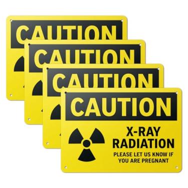 Imagem de 101SignCity Placa de alumínio de 25,4 cm x 17,8 cm para consultórios médicos, ultrassom, hospitais médicos, enfermeiras e radiologia e imagem - "Cuidado: Radiação de raios-X" - pacote com 4
