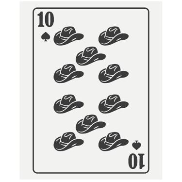 Imagem de Arte de parede ocidental de chapéus de caubói – Pôster sem moldura 20 x 25 cm – Impressão vintage inspirada em cartas de baralho com um toque rústico do campo – Decoração de fazenda, bar ou cabine