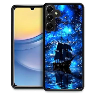 Imagem de CARLOCA Capa compatível com Samsung Galaxy A15 para meninas e meninos, capa rígida, proteção à prova de choque, TPU antiderrapante, para Samsung Galaxy A15, estampa moderna, navio pirata, navegação