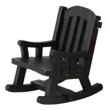 Imagem de Dynwave Cadeira de balanço em miniatura 1:12, brinquedos de balanço para, dioramas artesanais, móveis em miniatura para estação ferroviária, Preto