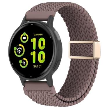Imagem de EverAct Pulseira trançada magnética de 20 mm compatível com Garmin Vivoactive 5/Vivoactive 6/3/3 Music, pulseira esportiva de nylon elástico ajustável para Venu Sq 2/Venu 2 Plus e Forerunner 55/165