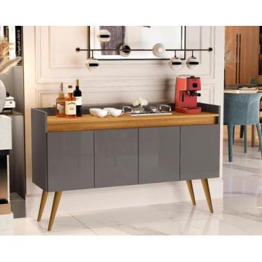 Imagem de Aparador Luxo 4 Portas Cor Onix / Madeirado - Comprar Móveis Em Casa