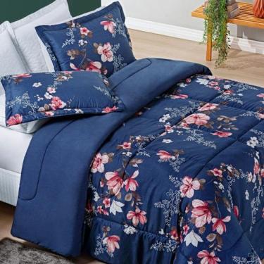 Imagem de Kit Edredom Super King com Porta Travesseiro 200 Fios Avere 03 Peças E