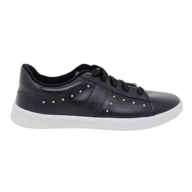 Imagem de Tênis Moleca Feminino Casual Aplique Lateral Preto