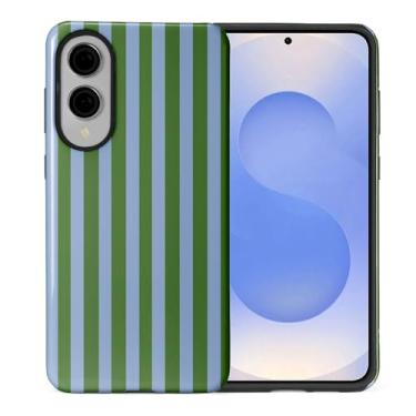 Imagem de WANKBLC Capa brilhante compatível com Samsung Galaxy S25 Edge para meninas e meninos, design de corpo inteiro, silicone macio, proteção contra arranhões, padrão maluco, listras verdes e azuis, linha