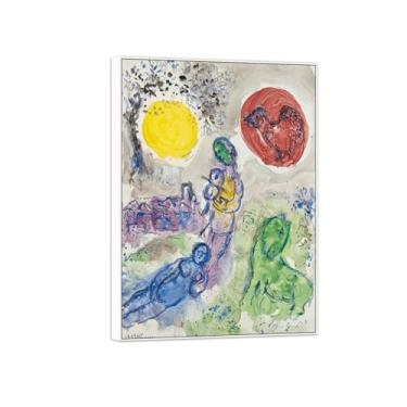 Imagem de Quadro branco - pintura de parede famosa em tela - imagens para decoração de casa - violinista com galo vermelho - pôster e impressões 60 x 85 cm 24 x 33 polegadas