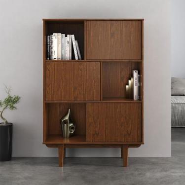 Imagem de Livreiro Escritório Com Divisórias Funcional Madeira Castanho Simona -