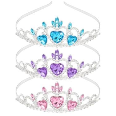Imagem de Hapdoo 3 peças de coroas de tiaras de cristal para meninas, pequenas bandanas de princesa, conjunto de coroas Rapunzel para mulheres, tiara de aniversário para formatura, noiva, concurso, dia das