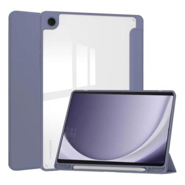 Imagem de Capa Smart Flip Protetora Fundo Transparente Para Samsung Galaxy Tab A9 de 8,7 Polegadas com Suporte de Caneta - Liga/Desliga (Azul Petróleo)