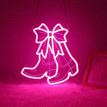 Imagem de Placa de neon, botas de arco JGHTURIE placas de néon para decoração de parede, sinal de luz rosa, letreiro de LED para quarto de meninas, para bar, festa, loja, decoração de presente, alimentada por