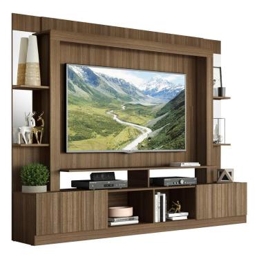 Imagem de Estante Com Suporte Tv 65" Prateleiras C/ Espelho Oslo Multimóveis V3385 Madeirada Madeirado