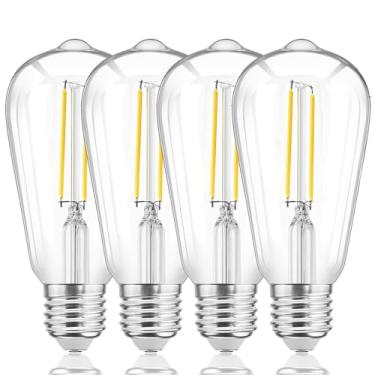 Imagem de Lâmpadas de substituição de luz externa, ST58 E26, 3V baixa tensão, 2700K branco quente, impermeável, 1W, pacote com 4