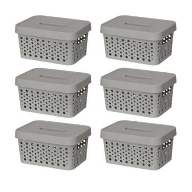 Imagem de Kit Conjunto 6 Caixas Com Tampa 2 litros Multiuso Empilhável Organizad