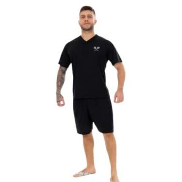 Imagem de Conjunto Pijama Adulto Masculino Curto Liso Verão - Bernanna, Azul, P