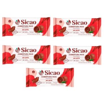 Imagem de Cobertura Mais Chocolate Ao Leite Sicao Barra 1 Kg- Kit 5Un