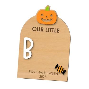 Imagem de FLCPJGV Placa de Faça Você Mesmo Cartão de Marco de Madeira Placa Decorativa para Chá de Bebê Festa de Quarto Infantil, Abóbora, Tamanho real