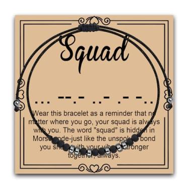 Imagem de MAOFAED Pulseira Squad Morse Code para melhor amiga, irmã da alma, melhor amiga, presente de esquadrão, joias de código Morse (squadMorse)