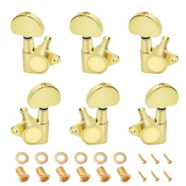 Imagem de Banworks 3L3R 15:1 Chaves de afinação de guitarra 15:1 com etiqueta de fixação de 90 graus para guitarra acústica elétrica Gibson/Epiphone Les Paul LP JT/JXQ-05 botão dourado meia lua