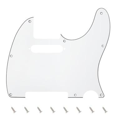 Imagem de Banworks 3 Ply Tele Pickguard 8 furos para guitarra elétrica Pickguard placa para USA/Mexican Fender Modern Style Standard Tele Telecaster JT/HB-03 Branco
