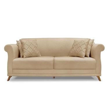 Imagem de Sofá 2 Lugares 1,60m Pés de Madeira em Linho - Amsterdam Lucadi Home, 
