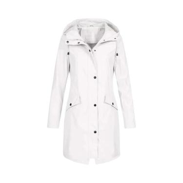 Imagem de Jaqueta De Chuva Feminina Impermeável Com Zíper, Cor Sólida, Leve, Tam