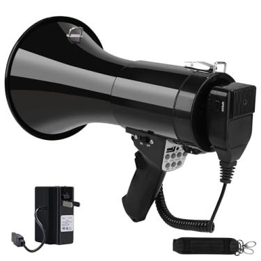 Imagem de Megafone Bullhorn Bluetooth 50W com bateria recarregável - Mega telefone profissional com sirene e gravação 240s suporta USB/TF/entrada auxiliar de 3,5 mm - alcance de 1600 metros para atividades