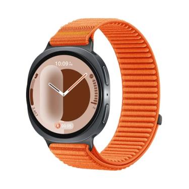 Imagem de Pulseira de nylon compatível com Samsung Galaxy Watch 8 de 40 mm e 44 mm/Galaxy Watch 8 Classic de 46 mm, pulseira ajustável para Samsung Watch 8/8 Classic para mulheres e homens (laranja)