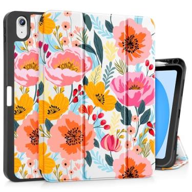 Imagem de Tuiklol Capa para iPad de 11 polegadas (chip A16) 2025 geração 11ª / iPad 11 polegadas 2022 10ª geração, suporte fino para lápis com capa traseira de TPU e suporte de três dobras e despertar/hibernar