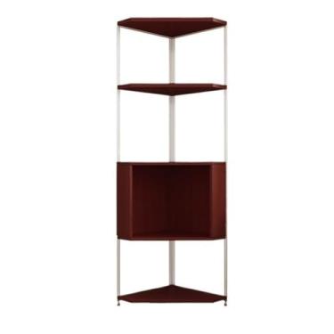 Imagem de Estante de mesa multicamadas de madeira maciça prateleira de canto para sala de estar canto triangular organizador de mesa (vermelho, pequeno)