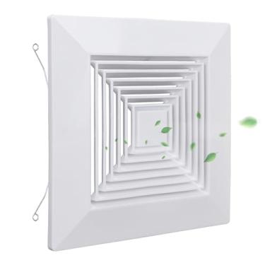 Imagem de Pearwow Capa de exaustor de banheiro, placa de cobertura de ventilador de teto de 24 x 24 cm com molas de plástico para substituição para grade de teto quadrada, difusor de ar, capô de ventilação