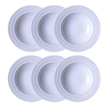 Imagem de Conjunto De Pratos Fundos Porto Brasil Roma Em Faiança Feldspática 6 Peças Branco