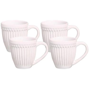 Imagem de Canecas Roma Em Faiança 343ml 4 Peças Porto Brasil Branco
