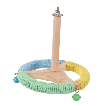 Imagem de Bothyi Brinquedo giratório para pássaros, brinquedo interativo para papagaios, gaiola de madeira prática para pássaros, acessório para calopsitas e