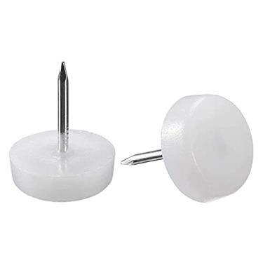 Imagem de Deslizadores de móveis de nylon branco de 13 mm para pregos - protetores de piso de perna de cadeira - Cadeira de nylon desliza com prego deslizantes brancos para cabeça, cadeira, protetor de pés de