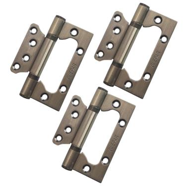 Imagem de Kit 3 Dobradiça De Sobrepor Sem Rebaixo 4X3 Pol Inox Dourado