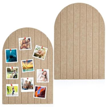 Imagem de 2 peças de quadro de avisos de feltro em arco, placa decorativa de feltro com 0,9 cm de espessura, placas de cortiça para decoração de parede de escritório em casa, escola, 40 x 60 cm (café)