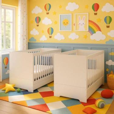 Imagem de Kit Berço para Gêmeos 3 em 1 para Colchão 60x130cm Multimóveis MP4392,