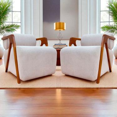 Imagem de Kit 2 Poltronas Decorativa Luxo Para Sala Recepção Manicure Confortável Chloe Boucle Premium